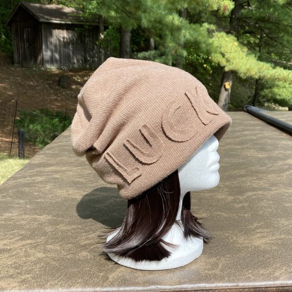 Versatile, Beanie Hat, Hair Attached  , 95% Cotton,  Winter Hat , OS, khaki - Picture 6 of 10